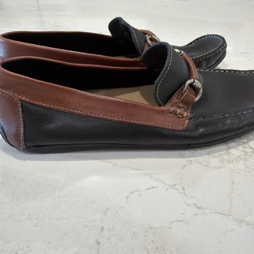 Giorgio Brutini Le Glove Men Horse Bit Two Tone Black Brown Leather Loafers 10.5 - Picture 6 of 14
